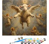 Pintar por Numeros Adultos áNgel Pintar por Numeros Animal, DIY Manualidades Adultos, Paint by Numbers Adult Kit con Pinceles y Pigmento Acrílico, Decoración Hogar, Regalo Mujer 40x50cm 4-6527