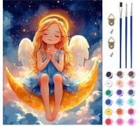 Pintar por Numeros Adultos áNgel, Pintar por Numeros Cielo Estrellado, DIY Paint by Numbers Adult Kit con Pinceles, Paint by Numbers Para Cuadros Decoracion Salon Modernos Regalo 100x130cm 4-2156