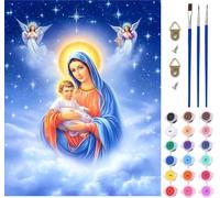 Pintar por Numeros Adultos áNgel, Pintar por Numeros Cielo Estrellado, DIY Paint by Numbers Adult Kit con Pinceles, Paint by Numbers Para Cuadros Decoracion Salon Modernos Regalo 90x120cm 0-5951