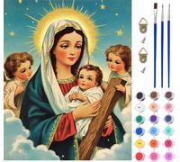 Pintar por Numeros Adultos áNgel, Pintar por Numeros Cute, DIY Paint by Numbers Adult Kit con Pinceles y Pigmento, Paint by Numbers Para Cuadros Decoracion Salon Modernos, Regalo Mujer 50x65cm E-2389