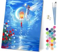 Pintar por Numeros Adultos áNgel, Pintar por Numeros Flor, DIY Paint by Numbers Adult Kit con Pinceles y Pigmento, Paint by Numbers Para Cuadros Decoracion Salon Modernos, Regalo Mujer 70x95cm Q-9326