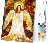 Pintar por Numeros Adultos áNgel, Pintar por Numeros Flor, DIY Paint by Numbers Adult Kit con Pinceles y Pigmento, Paint by Numbers Para Cuadros Decoracion Salon Modernos, Regalo Mujer 60x80cm C-7919