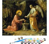 Pintar por Numeros Adultos áNgel Pintar por Numeros Hombre, DIY Manualidades Adultos, Paint by Numbers Adult Kit con Pinceles y Pigmento Acrílico, Decoración Hogar, Regalo Mujer 40x50cm I-5354