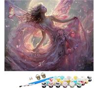 Pintar por Numeros Adultos áNgel Pintar por Numeros Mariposa, DIY Manualidades Adultos, Paint by Numbers Adult Kit con Pinceles y Pigmento Acrílico, Decoración Hogar, Regalo Mujer 40x50cm U-8903