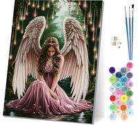 Pintar por Numeros Adultos áNgel, Pintar por Numeros Mujer, DIY Paint by Numbers Adult Kit con Pinceles y Pigmento, Paint by Numbers Para Cuadros Decoracion Salon Modernos, Regalo Mujer 30x40cm X-7572