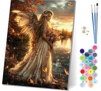 Pintar por Numeros Adultos áNgel, Pintar por Numeros Paisaje, DIY Paint by Numbers Adult Kit con Pinceles y Pigmento, Paint by Numbers Para Cuadros Decoracion Salon Modernos Regalo 40x50cm 1-9952