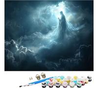 Pintar por Numeros Adultos áNgel Pintar por Numeros SueñO, DIY Manualidades Adultos, Paint by Numbers Adult Kit con Pinceles y Pigmento Acrílico, Decoración Hogar, Regalo Mujer 100x135cm S-8008