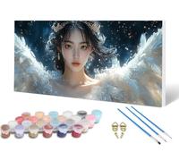Pintar por Numeros Adultos, áNgel Pintar por Numeros SueñO Paint by Numbers DIY kit Manualidades Adultos con 3 Pinceles y Pigmento Acrílico para Decoracion Habitacion, Regalo 100 x 200 cm -lsy250623