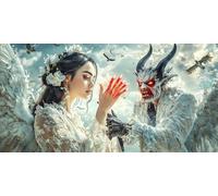 Pintar por Numeros Adultos, Ángel y demonio Pintura por Numeros Kit, DIY Paint by Numbers, con 3 Pinceles y Pigmento Acrílico, para Decoración del Hogar, Regalos femeninos, Sin Marco - 100x50cm s-877