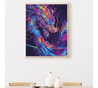 Pintar por Numeros Adultos Animal DragóN, DIY Pintura por Numeros Principiantes Cuadros para Paint by Numbrs Kit con Pinceles y Pinturas Acrilicos, Decoración para el Hogar 100x135CM PjY5905 S-K