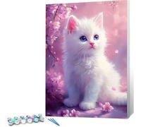 Pintar por Numeros Adultos Animal Paint by Numbers Adult Gato Juego De Arte Diy, Cuadros para Pintar por Numeros 40x50 Lienzos con Pinceles y Pintura Acrílica, Decoracion Hogar Pared Habitacion 0j-463