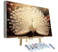 Pintar por Numeros Adultos Animal Paint by Numbers Adult Pavo Real Juego De Arte Diy, Cuadros para Pintar por Numeros 40x60 Lienzos con Pinceles y Pintura Acrílica, Decoracion Hogar, Sin Marco 0j-1191