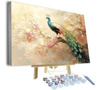 Pintar por Numeros Adultos Animal Paint by Numbers Adult Pavo Real Juego De Arte Diy, Cuadros para Pintar por Numeros 40x50 Lienzos con Pinceles y Pintura Acrílica, Decoracion Hogar, Sin Marco 0j-1171