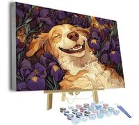 Pintar por Numeros Adultos Animal Paint by Numbers Adult Perro Juego De Arte Diy, Cuadros para Pintar por Numeros 30x40 Lienzos con Pinceles y Pintura Acrílica, Decoracion Hogar, Sin Marco 0j-1105