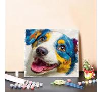 Pintar por Numeros Adultos Animal Pintar por Numeros Perro Paint by Numbers, DIY Manualidades Adulto, Kit de Peinture sur Toile Couleur con Accesorios, Decoración Del Hogar 60x60cm Sin Marco L-1303