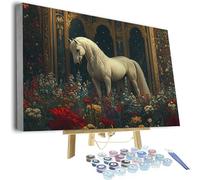 Pintar por Numeros Adultos Animal Pintura por Numeros niños Caballo DIY Paint by Numbers Principiantes, Kit Manualidades Adultos con 3 Pinceles e Pigmento Acrílico,Regalo mujer 60x90 Sin Marco 0j-1120