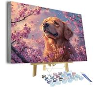Pintar por Numeros Adultos Animal Pintura por Numeros niños Perro DIY Paint by Numbers Principiantes, Kit Manualidades Adultos con 3 Pinceles e Pigmento Acrílico, Regalo mujer 40x60 Sin Marco 0j-1138