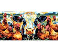 Pintar por Numeros Adultos Animales de Granja, Cuadros para Pintar por Numeros, Kit de Pintura al Oleo de Lienzo DIY para con Pinceles, Pigmento Acrílico, Decor para el Hogar 100x200cm Sin Marco z-572