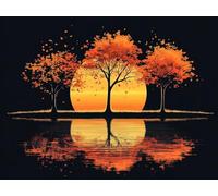 Pintar por Numeros Adultos Árbol Atardecer, DIY Painting by Numbers Kits, Pintura por Números Cuadros DIY, con Pinceles, Pinturas Acrílicas, Kit Completo para Painting, Decoración 20 x 30 cm 0F-870