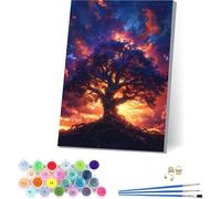 Pintar por Numeros Adultos áRbol De La Vida, Pintar por Numeros Cielo Estrellado, DIY Manualidades Adultos, Paint by Numbers Adult con Pinceles y Pinturas Acrilicos, Home Decoration 100x135cm 1-7016