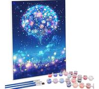 Pintar por Numeros Adultos áRbol Flor, Cuadros por Numeros Pigmento Acrílico, DIY Paint by Number Kit Manualidades Adultos, Decor para el Hogar de pared, Regalo 100 x 135cm, Sin Marco PjY702 T-E