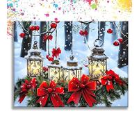 Pintar por Numeros Adultos Árbol Navidad Chica, Pintar por Numeros, Manualidades Adultos Kit Pintura, con 3 Pinceles y Pigmento Acrílico, Decoración Hogar, Regalo Mujer 45x60cm (Sin Marco) z1s-412