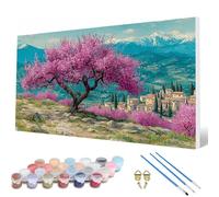 Pintar por Numeros Adultos, áRbol Pintar por Numeros Paisaje Paint by Numbers Adult Principiante kit con 3 Pinceles y Pigmento Acrílico para Decoracion Habitacion, Regalo Mujer 100X200 CM -hcw2507E1