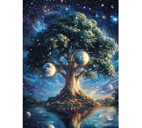 Pintar por Numeros Adultos, Árboles Cuadros Para Pintar por Numeros niños Principiantes Kit, estrellas Pintura Al de Lienzos para pintar, Aplicable a Decoración Hogar, Con Marco 45x60cm A-719