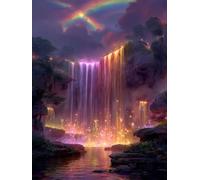 Pintar por Numeros Adultos, Arco Iris De Cascada, DIY Painting by Numbers Kits, Cuadros para Pintar Colorear por Numeros Pinturas Acrilicos Pinceles, Decoración Hogar Pared 40x50cm (Sin Marco) Q-657