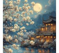 Pintar por Numeros Adultos, Arquitectura Antigua De Flores, DIY Painting by Numbers Principiantes Kits, Cuadros para Pintar por Numeros Pinturas Acrilicos con Pinceles, 50x50cm Sin Marco WJY7-343