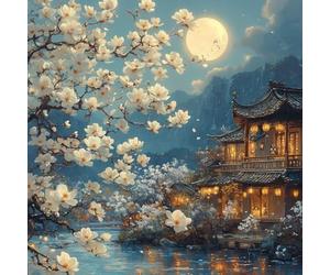 Pintar por Numeros Adultos, Arquitectura Antigua De Flores, DIY Painting by Numbers Principiantes Kits, Cuadros para Pintar por Numeros Pinturas Acrilicos con Pinceles, 50x50cm Sin Marco WJY7-343