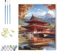 Pintar por Numeros Adultos Arquitectura, Cuadros para Pintar por Numeros con Marco MontañA, DIY Manualidades Adultos Kit con 3 Pinceles, Paint by Numbers Adult para Decoración Hogar 90x120cm 0-5308