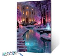 Pintar por Numeros Adultos Arquitectura Pintar por Numeros áRbol, DIY Kit Manualidades Adultos con 3 Pinceles y Pigmento Acrílico, Paint by Numbers Adult para Decoracion Hogar Regalo 90x120cm 6-6464