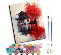 Pintar por Numeros Adultos Arquitectura, Pintar por Numeros con Marco áRbol, DIY Paint by Numbers Adult Kit con Pinceles, Paint by Numbers Para Cuadros Decoracion Salon Modernos 20x30cm I-8073