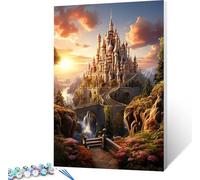 Pintar por Numeros Adultos Arquitectura Pintar por Numeros Paisaje, DIY Kit Manualidades Adultos con 3 Pinceles y Pigmento Acrílico, Paint by Numbers Adult para Decoracion Hogar 100x130cm H-5570