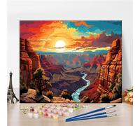 Pintar por Numeros Adultos,Atardecer en el Gran Cañón DIY Kit de Pintura al óleo de Lienzo para Adultos Niños Painting by Numbers con Pinceles y Pigmento Acrílico para Hogar Decor 40x50cm,con Marco