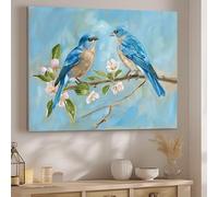 Pintar por Numeros Adultos Aves Sin Marco, DIY Cuadros para Pintar por Numeros, Manualidades para Adultos Lienzos incluye Pinceles, Pintura Acrilica Manualidades Decoracion Hogar Flores 25x35cm J-508