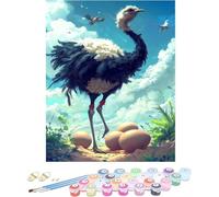 Pintar por Numeros Adultos Avestruz Cuadros para Pintar por Numeros Huevo Kit Manualidades Adultos Paint by Numbers Adult DIY Lienzos Pintura Kit Para Decoración Del Hogar Sin Marco 80x120cm 6-072MI