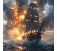 Pintar por Numeros Adultos, Barco De Guerra Mar, DIY Painting by Numbers Principiantes Kits, Cuadros para Pintar por Numeros Pinturas Acrilicos con Pinceles, Decoración Hogar 60x60cm Sin Marco WJY7965