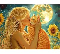 Pintar por Numeros Adultos, Belleza gato-2, DIY Painting by Numbers Kits, Pintar por Numeros, Fácil de Hacer, con 3 Pinceles, Pigmento Acrílico, Regalos Originales para Mujer, Decor 20x30cm J0-1043