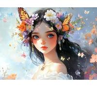 Pintar por Numeros Adultos, Belleza Mariposa, DIY Painting by Numbers Kits, Pintar por Numeros, Fácil de Hacer, con 3 Pinceles, Pigmento Acrílico, Regalos Originales para Mujer, Decor 20x30cm J0-1039