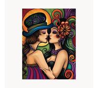 Pintar por Numeros Adultos Beso Cuadros Pintar por Numeros Niños Mujer Paint by Numbers Adult con 3 Pinceles 36 Pintura Acrilica y Laienzos 80x60cm para Decoracion Hogar Regalo Mujer Hombre FYH5366