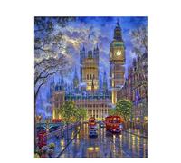 Pintar por Numeros Adultos Big Ben de Londres DIY Kit de Pintura al óleo de Lienzo,Acrílico Pintura para Principiantes con Pinceles Regalo para Decoración de la Pared del Hogar,marco combinado 50x65cm