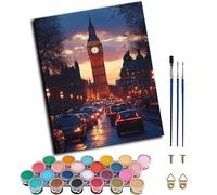 Pintar por Numeros Adultos Big Ben, Pintar por Numeros con Marco Londres, DIY Paint by Numbers Adult Kit con Pinceles y Pigmento, Paint by Numbers Para Cuadros Decoracion Salon Modernos 60x80cm 2-2912