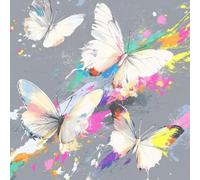 Pintar Por Numeros Adultos Blanca, Pintar Por Numeros NiñOs mariposa, DIY Pintura Acrilica Manualidades Adultos Set Para Regalos Originales Para Mujer, Cuadros Decoracion Salon Modernos 40x40cm 3-36