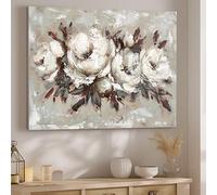 Pintar por Numeros Adultos Blanco Sin Marco, DIY Cuadros para Pintar por Numeros, Manualidades para Adultos Lienzos incluye Pinceles, Pintura Acrilica Manualidades Decoracion Hogar Flores 50x70cm J-13