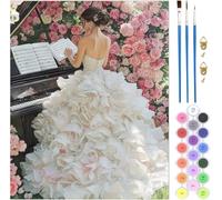 Pintar por Numeros Adultos Blanco, Vestido de novia Pintar por Numeros 40x50cm, 1pcs DIY Paint by Numbers con 3 Pinceles y Pigmento Acrílico, Cuadros Decoracion Salon Modernos, Regalo Mujer, Model807