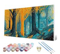 Pintar por Numeros Adultos, Bosque Pintar por Numeros Paisaje Paint by Numbers Adult Principiante kit con 3 Pinceles y Pigmento Acrílico para Decoracion Habitacion, Regalo Mujer 60 x 120 cm -hcw2507DO