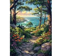 Pintar por Numeros Adultos Bosque Pintura por Numeros Kit Manualidades Adultos DIY Pequeño Camino Cuadros con Números Acrílico Lienzos Paint by Numbers, Decoración Pared 30x40cm (Sin Marco) W0-848