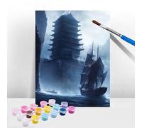 Pintar por Numeros Adultos Bote, Cuadros para Pintar por Numeros Arquitectura, Paint by Numbers Adult Kits con Pinceles Pigmento Acrílico, Manualidades Adultos Decoración para el Hogar 90x120cm T-525